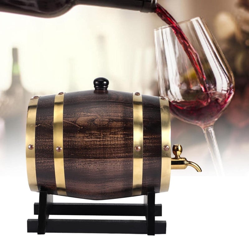 Zerodis 3L Wooden Wine, Storage Red Wine Brandy Whiskey Tequila Home Decor Aging with Faucet Wine Dispenser - Image 2